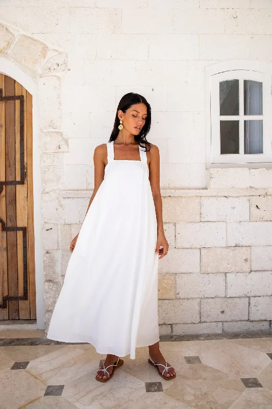 Dear Eclipse Maxi Dress White Chic Off-Shoulder Maxi Dress