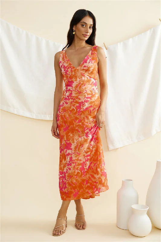 Dessert First Maxi Dress Orange Stylish Boho Maxi Dress