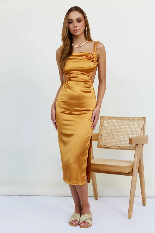 Fiorella Maxi Dress Gold Classic Solid Maxi Dress