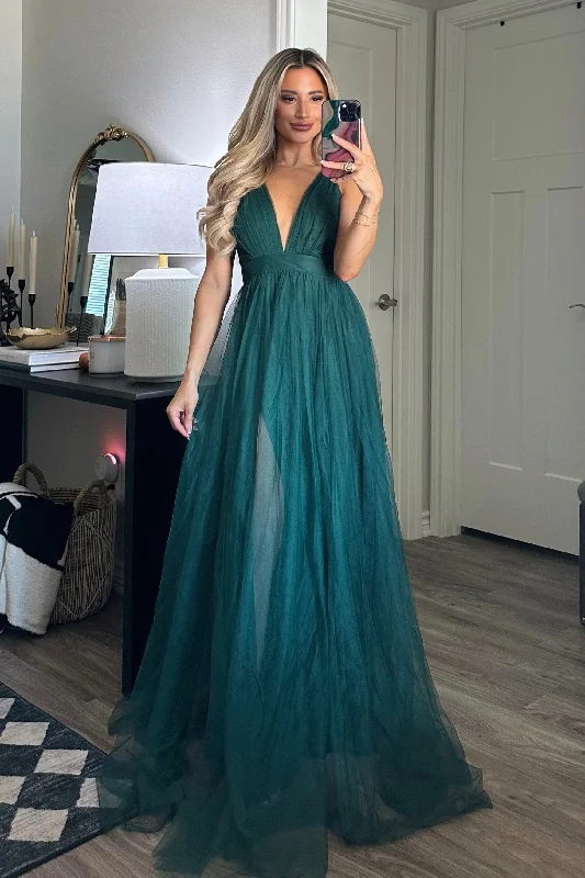 Forever Love Maxi Dress: Hunter Green Classic V-Neck Maxi Dress