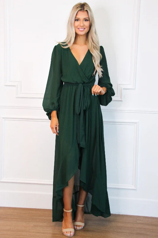 Found Your Love Maxi Dress: Emerald Comfortable Flowy Maxi Dress