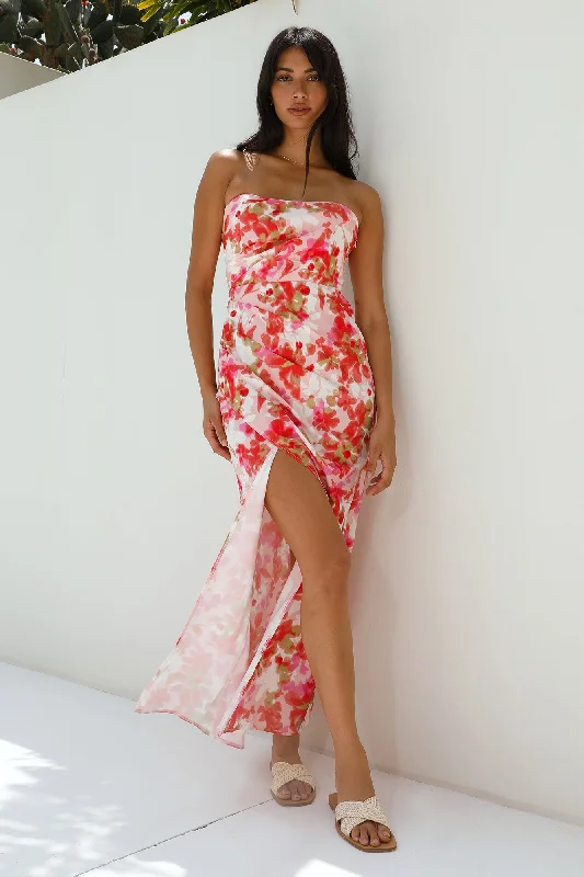 Gardenia Strapless Maxi Dress Red Fashionable Off-Shoulder Maxi Dress