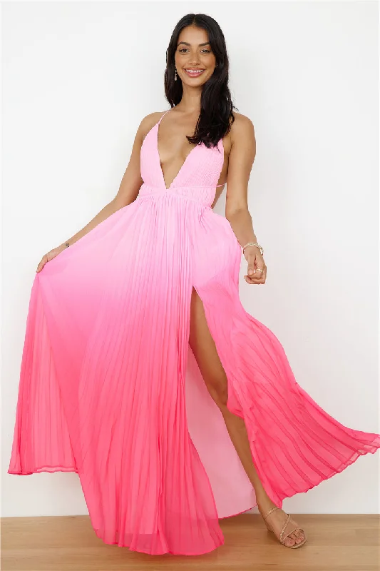 HELLO MOLLY Love Letter To You Maxi Dress Pink Cozy Maxi Dress with Slit