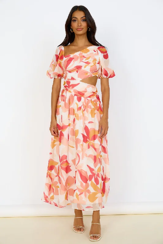 Home Again Maxi Dress Pink Comfortable Maxi Dress with Belt