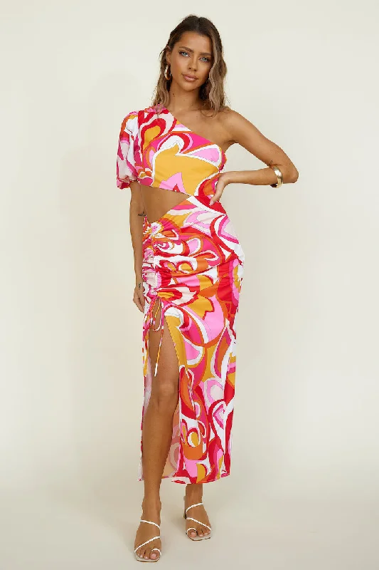 Imaginary Maxi Dress Pink Trendy Fit-and-Flare Maxi Dress