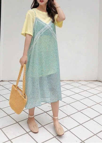 Modern sleeveless chiffon clothes Women Photography green Maxi Dress summer Trendy Floral Print Maxi Dress