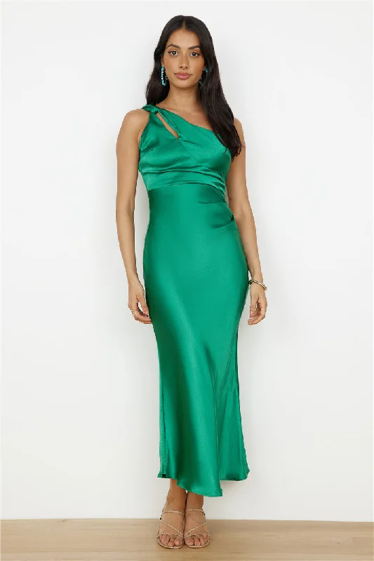 My Type One Shoulder Maxi Dress Green Trendy Maxi Dress with Straps