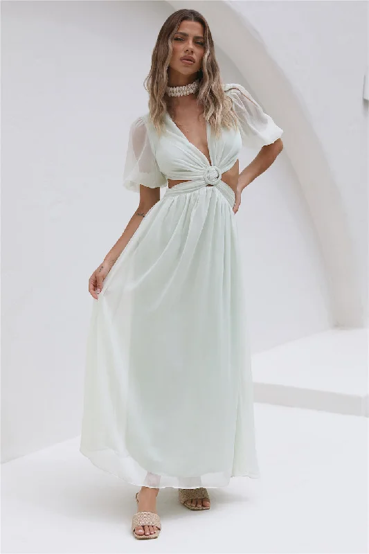 Ocean Ripples Maxi Dress Green Elegant Lace Maxi Dress