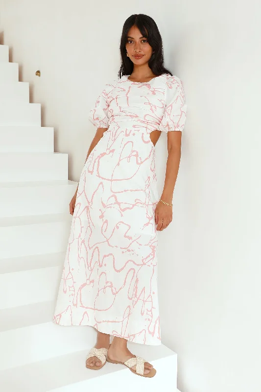 On The Move Maxi Dress Pink Comfortable Satin Maxi Dress