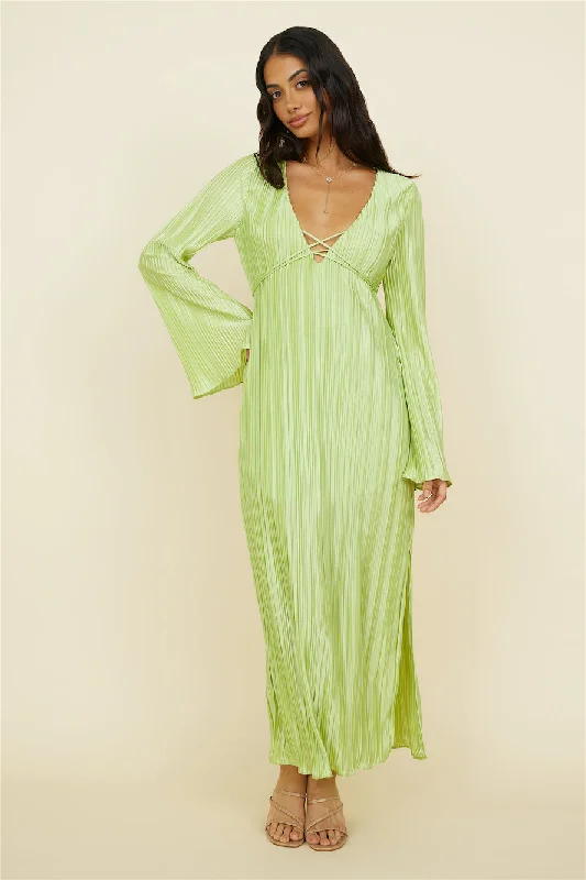 Polonius Maxi Dress Green Stylish A-Line Maxi Dress