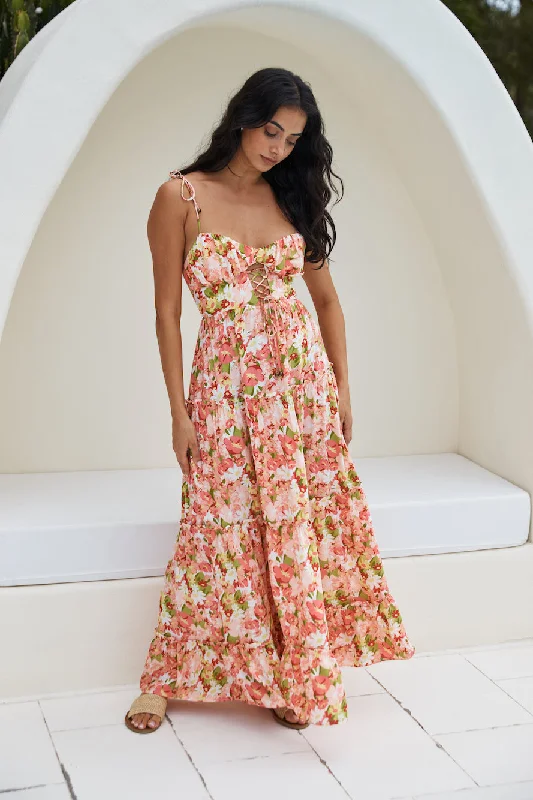 Raspberry Lemonade Maxi Dress Pink Fashionable Printed Maxi Dress