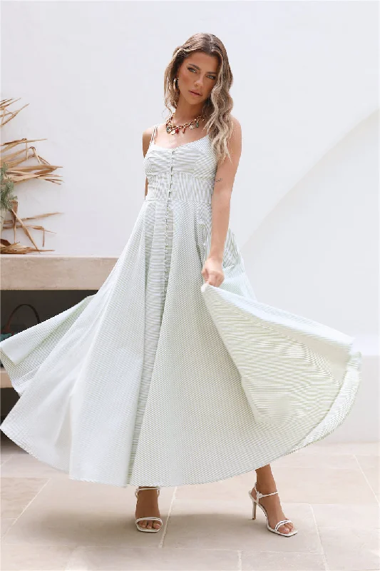 Rising Moon Maxi Dress Green Elegant Maxi Dress with Slit