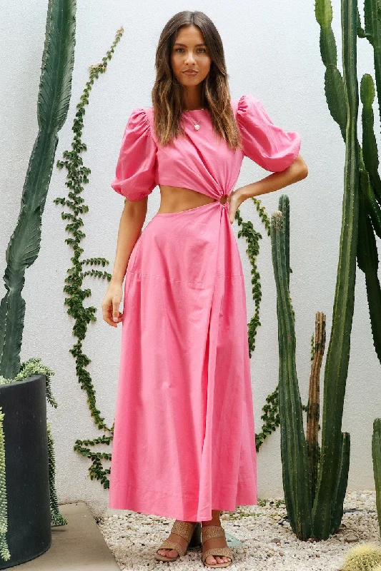 Rocky Road Maxi Dress Pink Fashionable Chiffon Maxi Dress