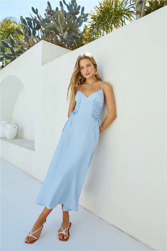 Seabreeze Maxi Dress Blue Stylish Maxi Dress with Pleats