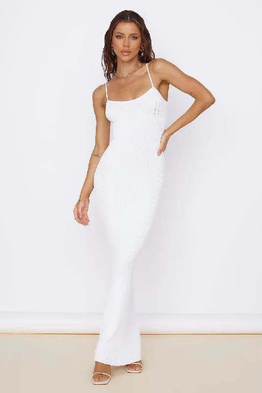 SNDYS Hudson Maxi Dress White Cozy Maxi Dress with Slit