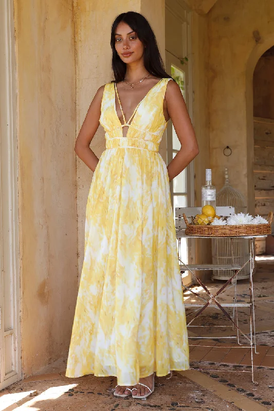 Super Solar Maxi Dress Yellow Elegant Velvet Maxi Dress