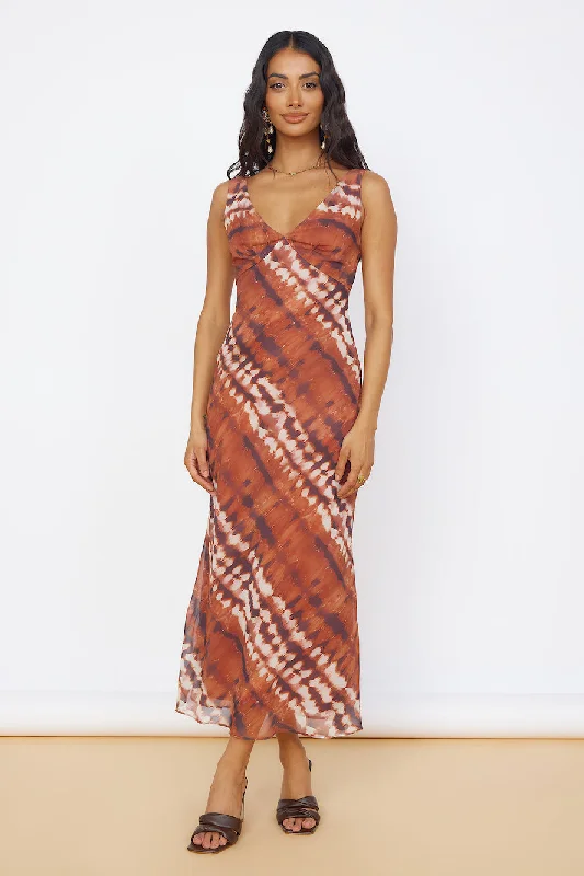 Sweet Reflections Maxi Dress Brown Chic Sleeveless Maxi Dress