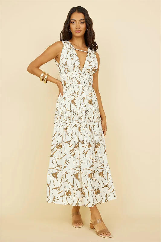 Through the Trees Maxi Dress White Fashionable Halter Neck Maxi Dress