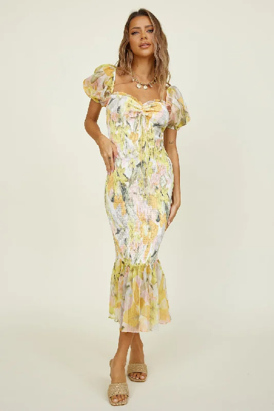 Truth Be Told Maxi Dress Yellow Elegant Tiered Maxi Dress