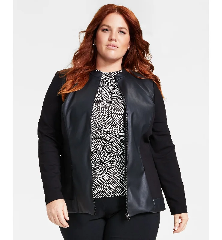Alfani Plus Size Mixed Media Jacket Chenille Jacket Brocade Jacket Lace Jacket