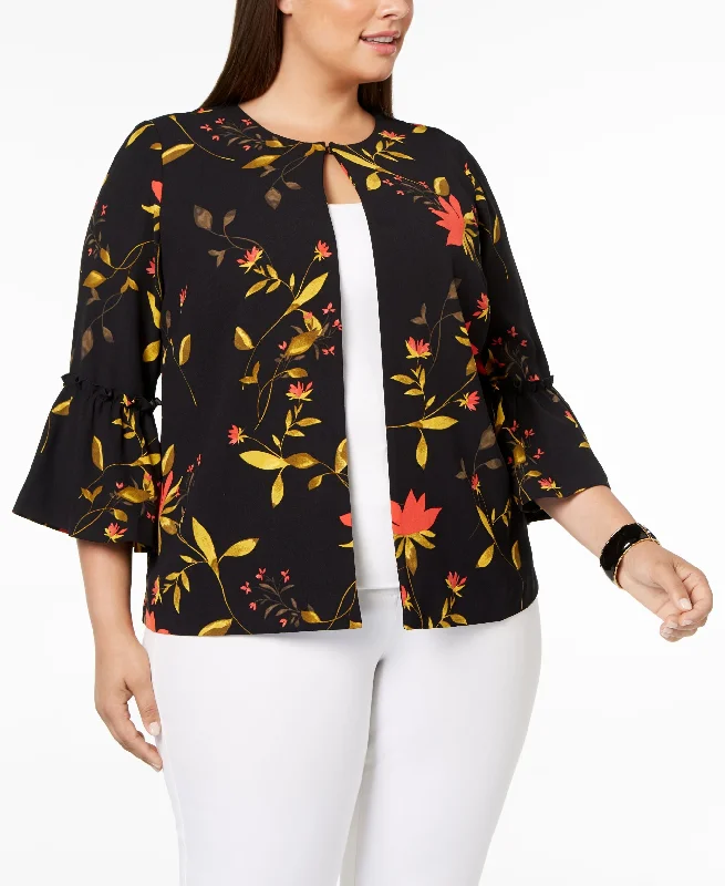 Alfani Plus Size Printed Bell Sleeve Jacket Striped Jacket Polka Dot Jacket Floral Jacket