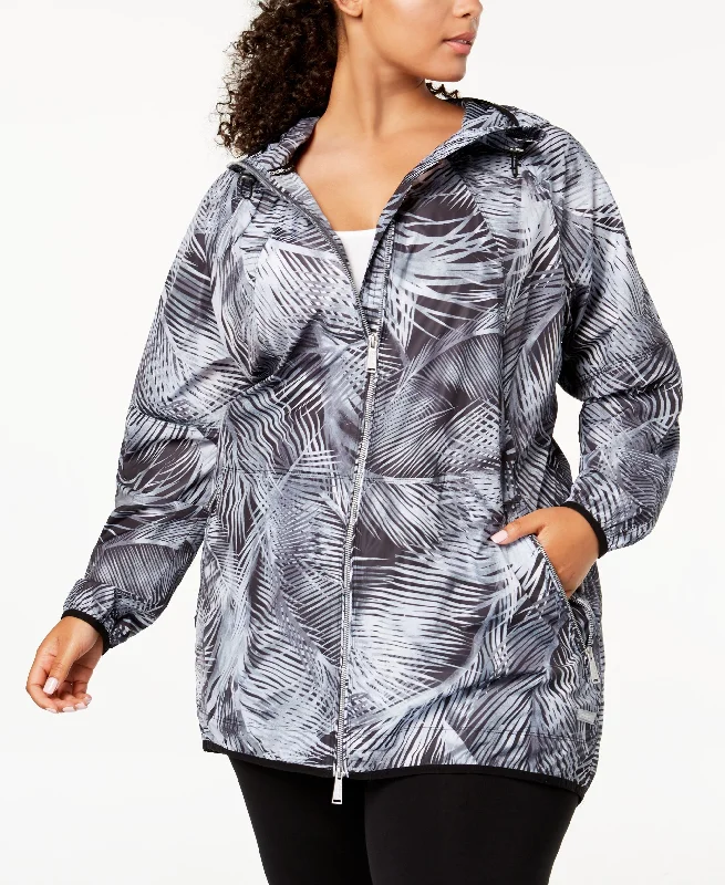 Calvin Klein Performance Plus Size Printed Hooded Jacket Chenille Fabric Brocade Fabric Lace Fabric