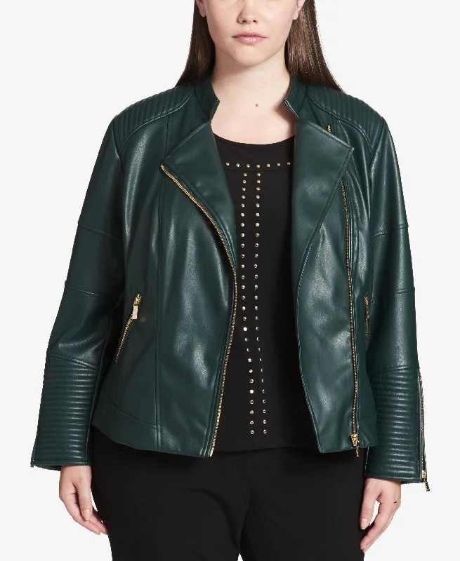 Calvin Klein Plus Size Faux Leather Moto Jacket Lace Jacket Ribbed Jacket Sequined Jacket