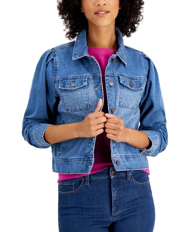 Charter Club Ocean Patch Denim Jacket Faux Fur Jacket Real Fur Jacket Shearling Jacket