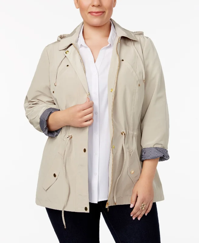 Charter Club Plus Size Water Resistant Utility Jacket Knit Fabric Woven Fabric Fleece Fabric