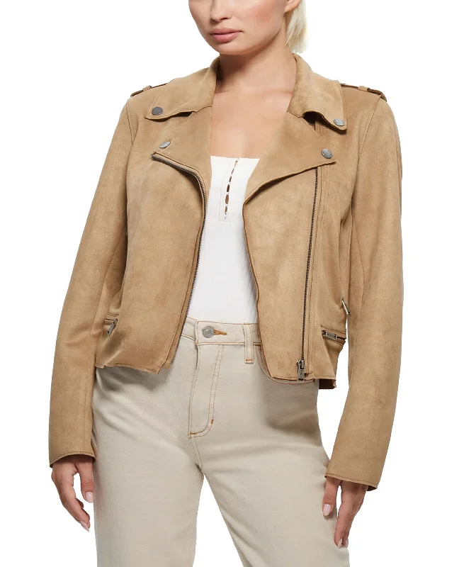 Guess Monica Faux Leather Moto Jacket Nylon Jacket Polyester Jacket Spandex Jacket