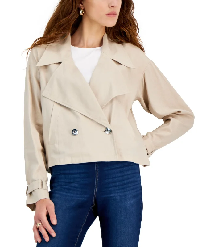 INC International Concepts Womens Double Breasted Jacket Front Pockets Side Pockets Patch Pockets
