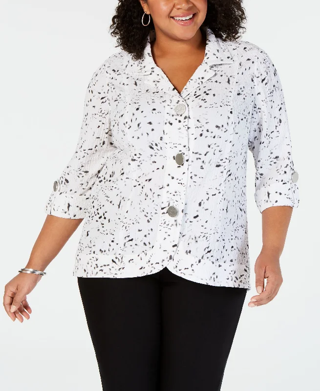 JM Collection Plus Size Printed Textured Jacket Wool Fabric Cashmere Fabric Tweed Fabric