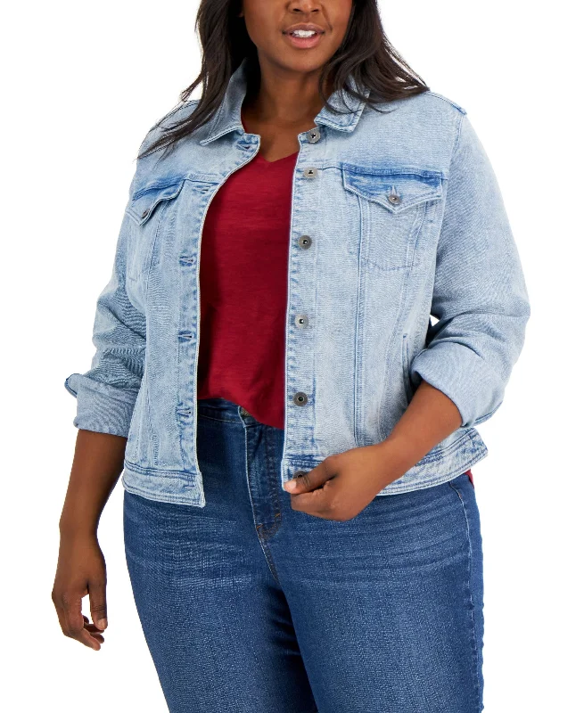 Style & Co Plus Size Basic Denim Jacket Quilted Jacket Puffer Jacket Insulated Jacket
