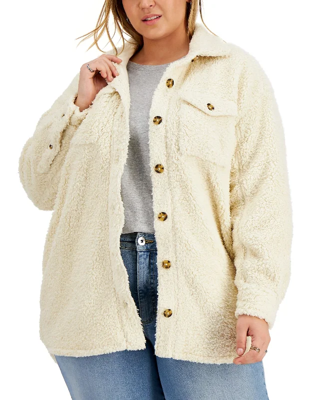 Style & Co Plus Size Sherpa Jacket Satin Fabric Silk Fabric Chiffon Fabric