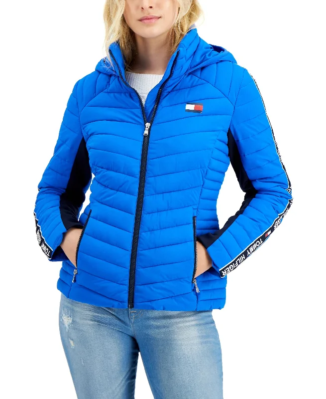Tommy Hilfiger Logo Hooded Puffer Jacket Collared Jacket Crew Neck Jacket Turtle Neck Jacket