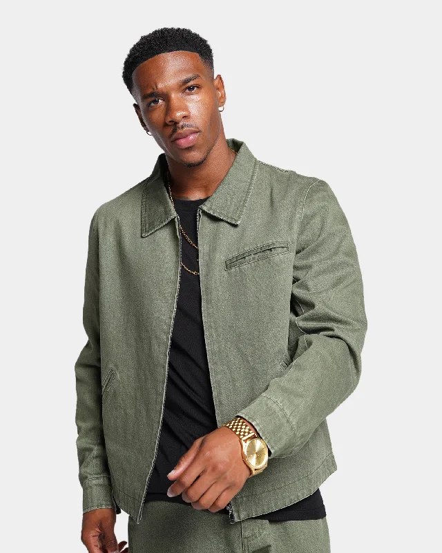 XXIII Oliver Washed Denim Jacket Olive Jacket Blazer Coat
