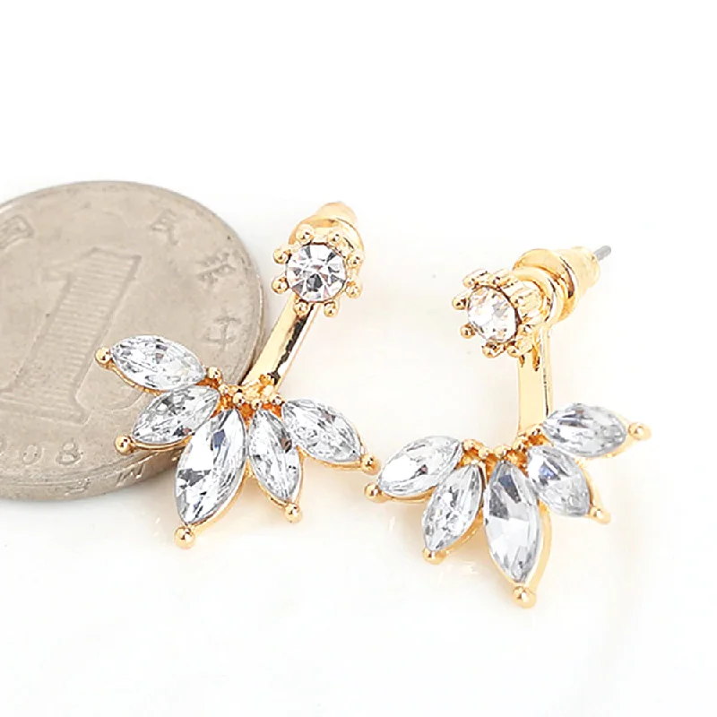 Crystal Floral Stud Earrings & Jacket Denim Jacket Leather Jacket Suede Jacket