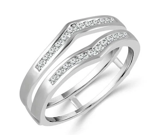 14 Karat White Ring Guard/Jacket Diamond Ring Guard Welt Pockets Slit Pockets Flap Pockets