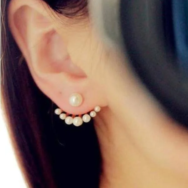 Peek-A-Boo Pearls Stud Earrings & Jacket for Women Welt Pockets Slit Pockets Flap Pockets