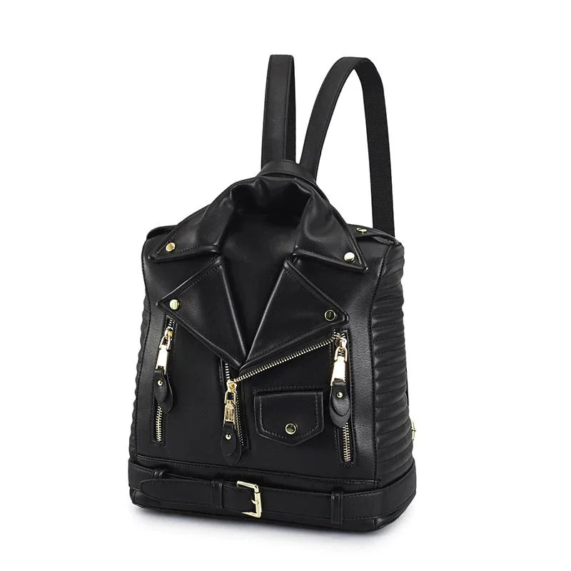 PU Leather Black Backpack "Jacket" / Rocker Chick Accessories Wool Jacket Cashmere Jacket Tweed Jacket