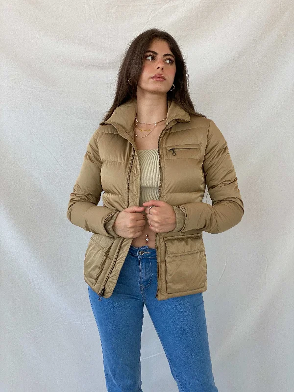 Ralph Lauren Gold Quilted Short Puffer Jacket - XS Wool Jacket Cashmere Jacket Tweed Jacket