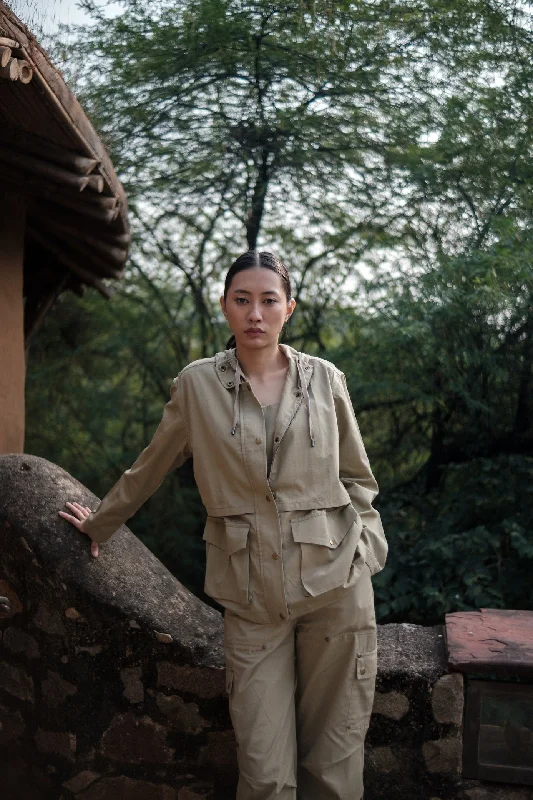 The Terra Tribe Khaki Kyoto Utility Jacket Tailored Jacket Straight Jacket A-Line Jacket