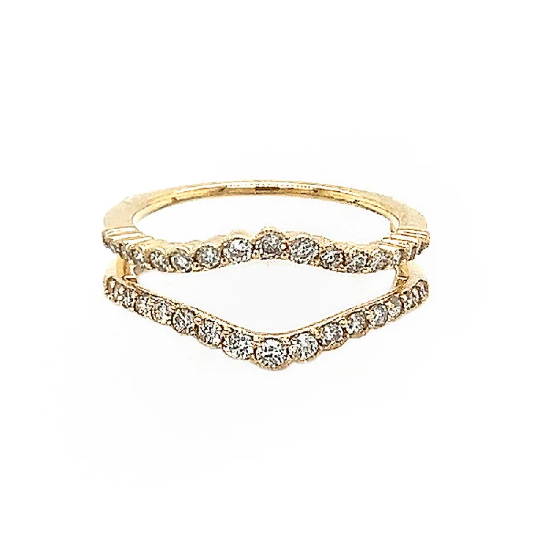 0.50 Carat Total Weight Diamond Contour Ring Jacket A-Line Jacket Boat Neck Shawl Collar
