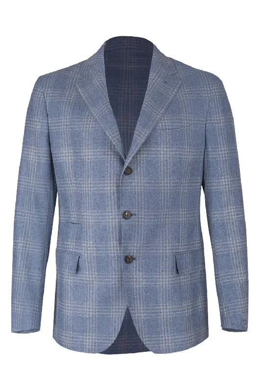 Single Breasted Jacket - Blue Lace Jacket Ribbed Jacket Sequined Jacket