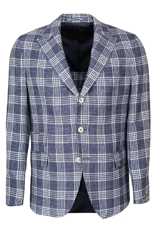 Single Breasted Jacket - Blue Knit Fabric Woven Fabric Fleece Fabric