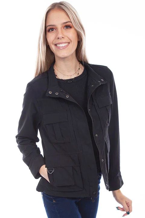 Scully Women's Multi Pocket Packable Travel Jacket Black Appliqued Jacket Beaded Jacket Sequined Jacket