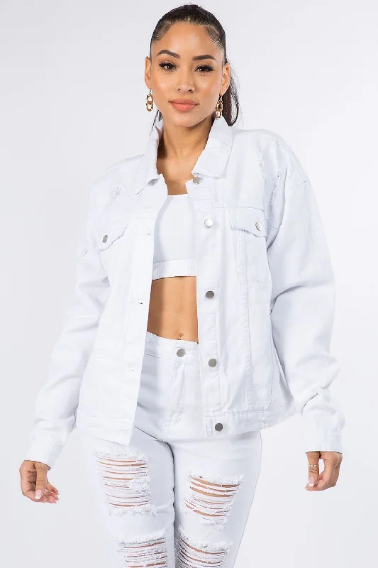 American Bazi Graphic Distressed Long Sleeve Denim Jacket Cotton Jacket Linen Jacket Terry Jacket American Bazi Graphic Distressed Long Sleeve Denim Jacket Cotton Jacket Linen Jacket Terry Jacket