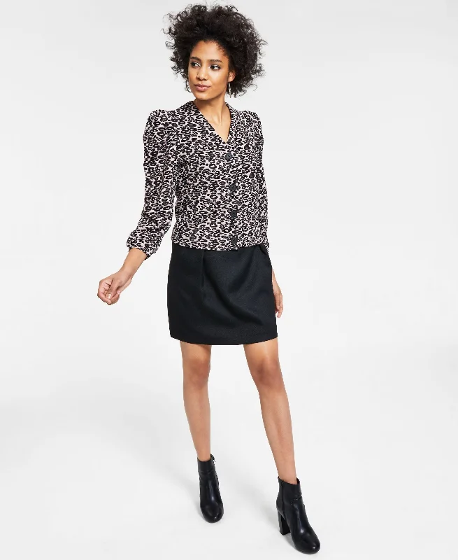 Bar III Animal Print Button Front Shirt Jacket Notch Collar Peter Pan Collar Cowl Neck Bar III Animal Print Button Front Shirt Jacket Notch Collar Peter Pan Collar Cowl Neck
