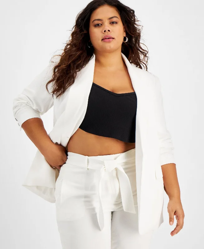 Bar III Plus Size Single Button Jacket Knit Fabric Woven Fabric Fleece Fabric