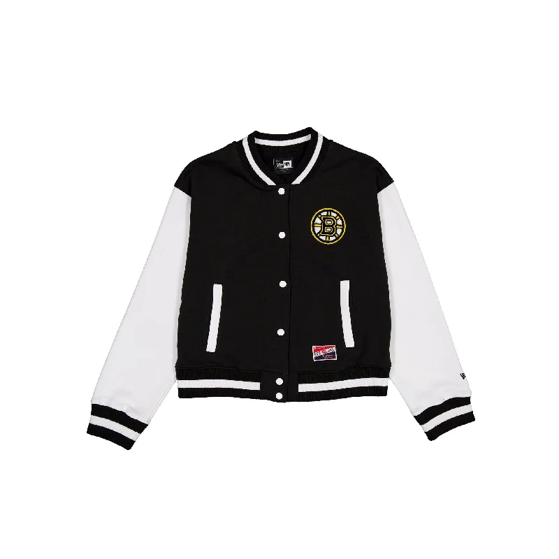 Boston Bruins Throwback Fleece Women's Jacket Rayon Fabric Velvet Fabric Corduroy Fabric